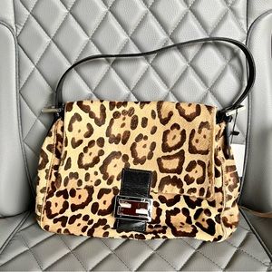 Fendi leopard print ponyhair Mama Baguette bag